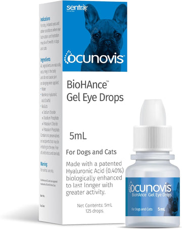 Sentrx Ocunovis Gel Eye Drops for Dogs & Cats, Eye Lube for Dogs Allergy Relief Lubricant, Dogs with Dry Eyes, Artificial Tears, 5 ml
