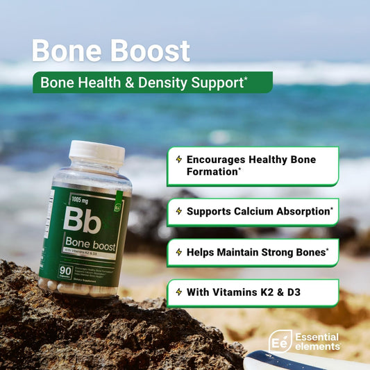 Essential Elements Bone Boost Bone Health Supplement - Bone Support And Calcium Supplement With Vitamin D 3, K2, Cissus Quadrangularis For Bone Strength - 270 Capsules (90 Day Supply) (3-Pack)