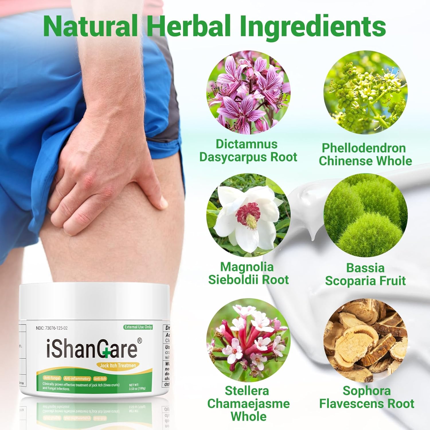 Ishancare Jock Itch Cream, Extra Strength Jock Itch Treatment For Tinea Cruris, Tinea Corporis, Natural Relieves Itching, Burning, Chafing And Scaling, 3.53 Oz : Health & Household