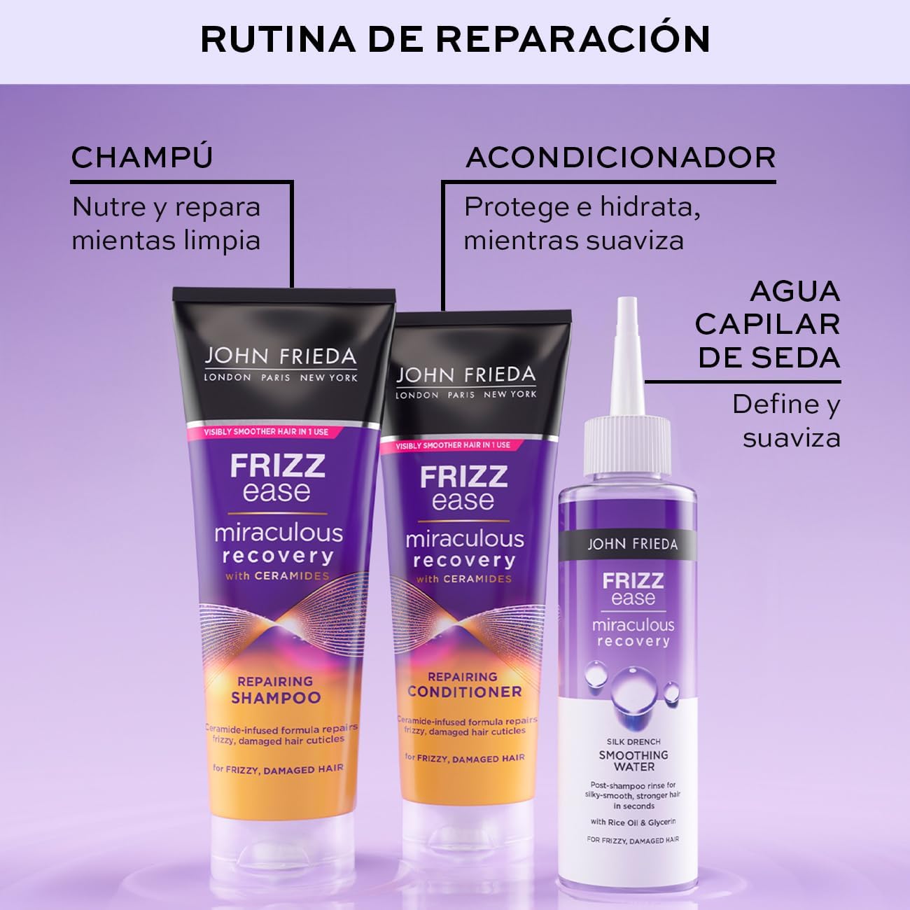 John Frieda Miraculous Recovery Silk Drench Smoothing Water, Lamellar Water for Frizzy Hair, 200ml : Amazon.co.uk: Beauty