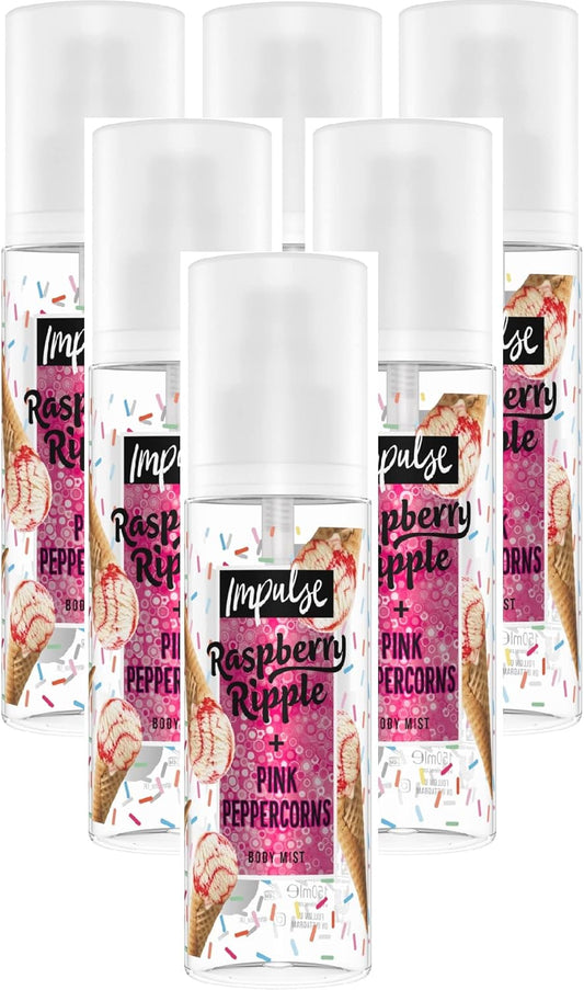 Impulse Raspberry Ripple + Pink Peppercorns Body Mist 6 X 150 Ml