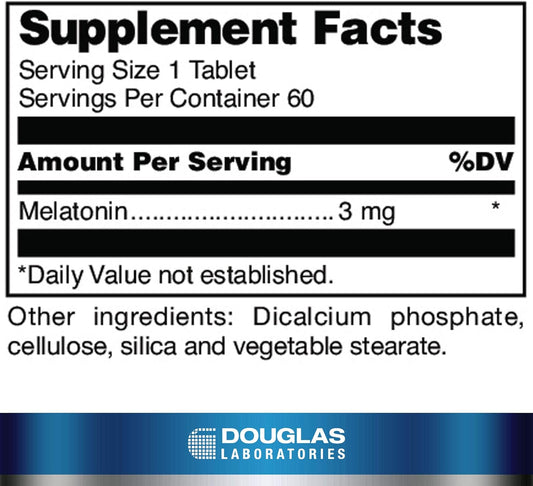 Douglas Laboratories Melatonin Prolonged Release - 3 Mg Melatonin - Sleep Support Supplement - For Hormone Balance, Relaxation, Antioxidants & Immune System* - 60 Tablets