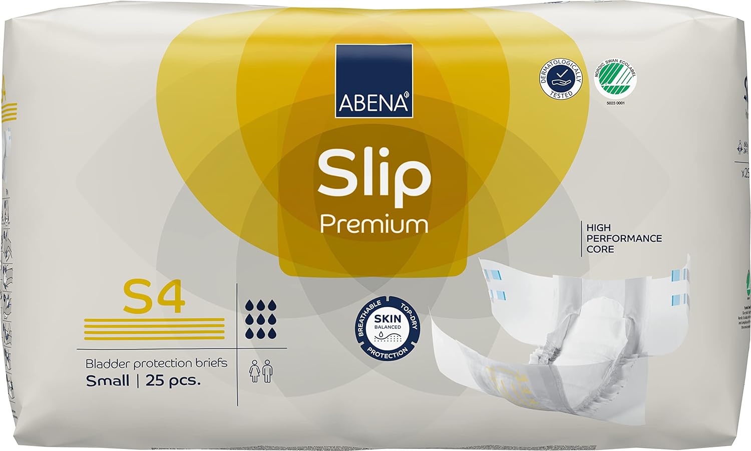 ABENA Slip Premium All-In-One Incontinence Pads For Men & Women, Eco-Labelled Womens Incontinence Pads, Mens Incontinence Pads - Small 4, 60-85cm Waist, 2200ml Absorbency, 3x 25PK