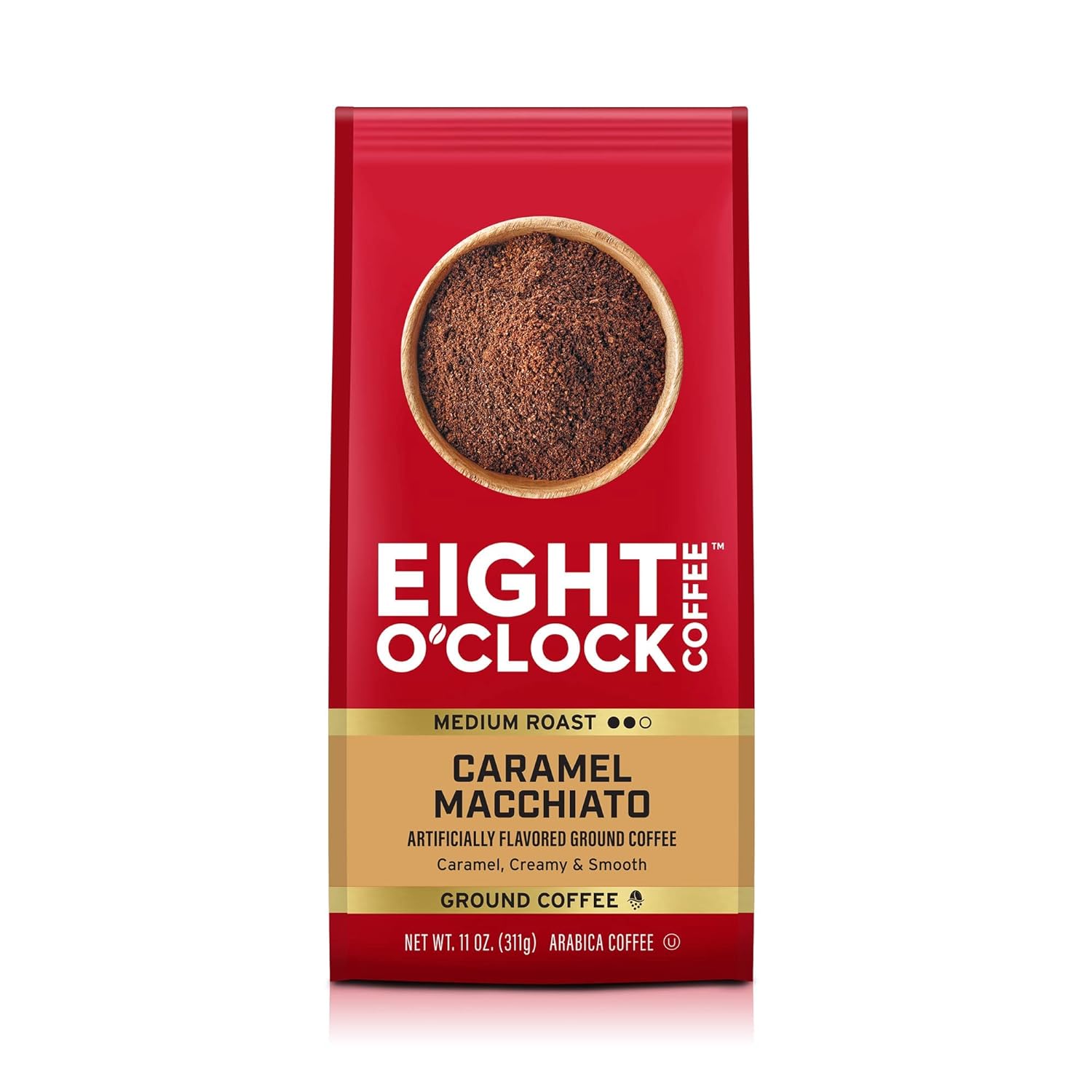 Eight O'Clock Coffee Caramel Macchiato, 11 Ounce (Pack of 1) Medium Roast 100% Arabica Ground Coffee, Caramel, Creamy, Smooth