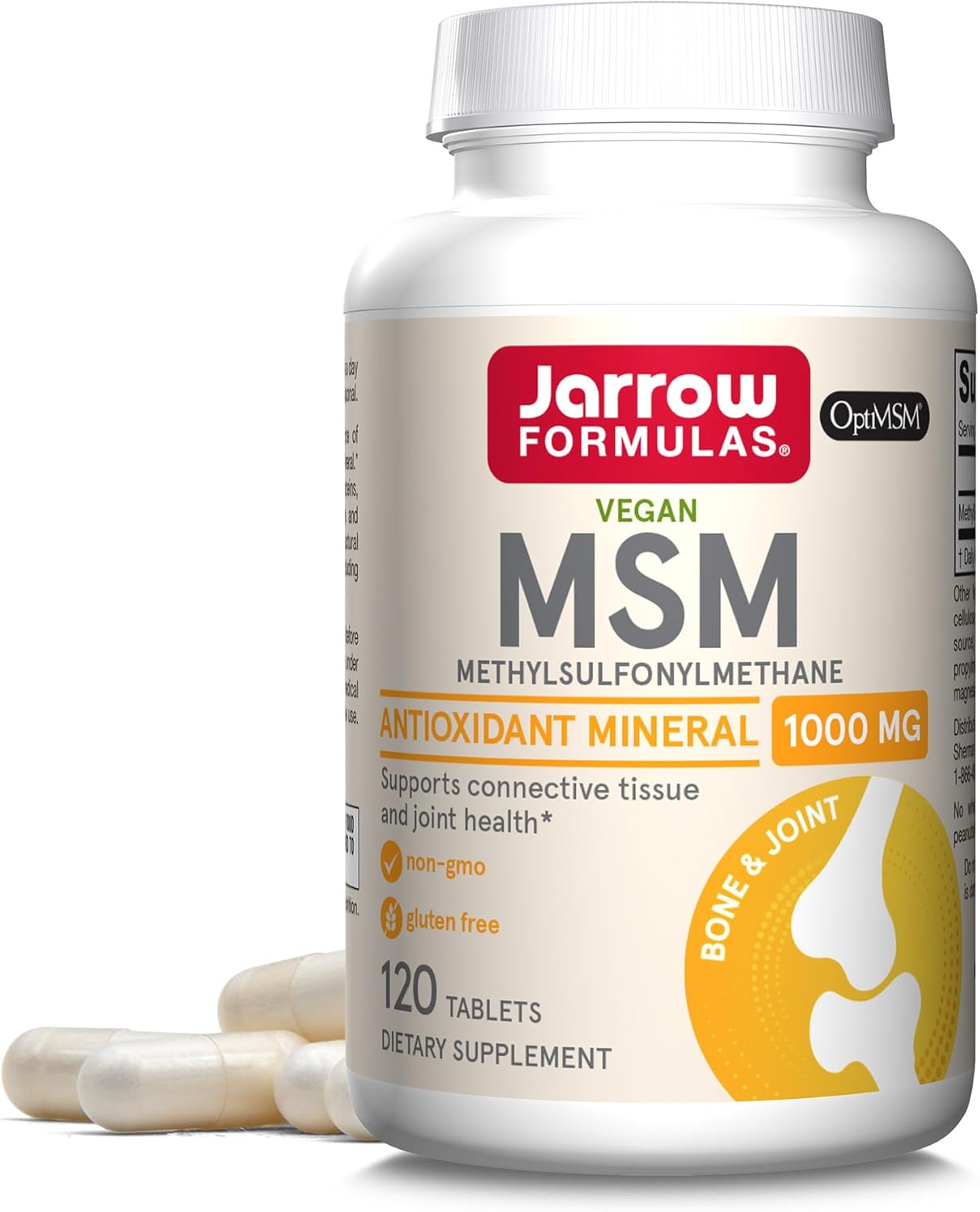 Jarrow Formulas Msm 1000 Mg - 120 Tablets - Methylsulfonylmethane - Source Of Sulfur - Dietary Supplement Supports & Strengthens Joints - Up To 120 Servings