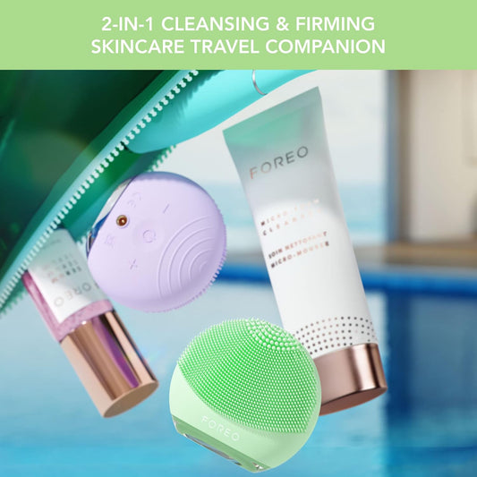 Foreo Luna 4 Go Facial Cleansing Brush & Firming Face Massager - Premium Face Brush - Enhances Absorption Of Skin Care Products - Simple Face Care Travel Accessories - All Skin Types - Pistachio