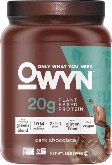 Owyn Only What You Need Plant-Based Protein Powder, Dark Chocolate, 1.17 Lbs