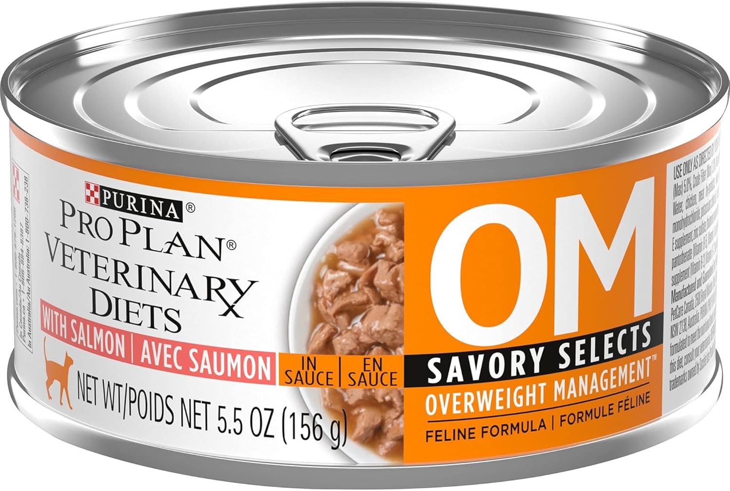 Pro Plan Veterinary Diets Purina OM Overweight Management Savory Selects with Salmon Feline Formula Wet Cat Food - (Pack of 24) 5.5 oz. Cans : Pet Supplies