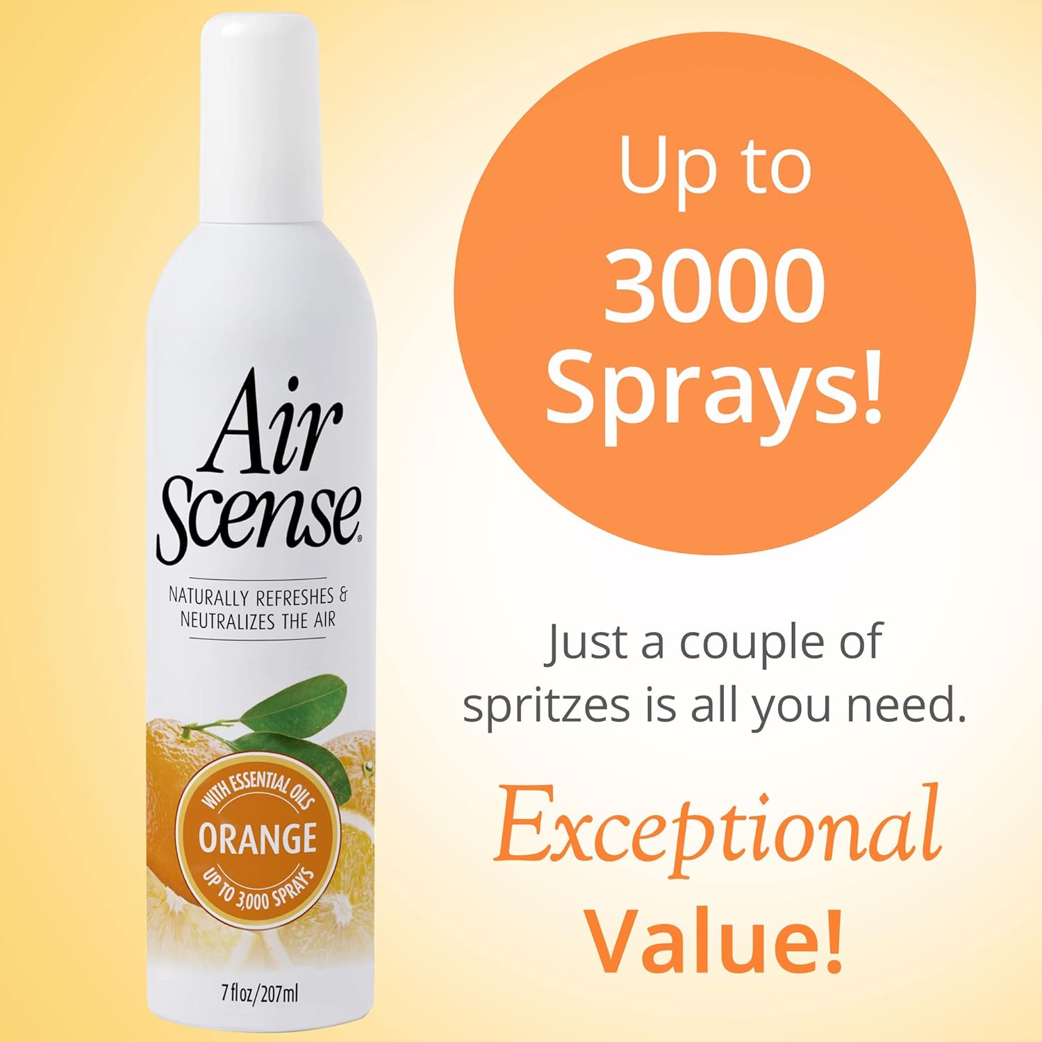 Citra Solv Air Scense Essential Oil Air Freshener - Orange Scent - Non-Aerosol - 7 Ounce | Refreshing, Long-Lasting Scent | Eco-Friendly | Exceptional Value : Health & Household