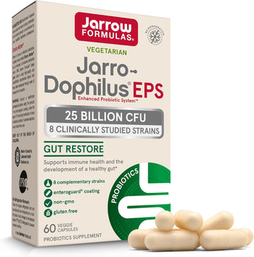 Jarrow Formulas Jarro-Dophilus Eps Gut Restore Probiotics 25 Billion Cfu With 8 Clinically-Studied Strains, Dietary Supplement For Intestinal And Immune Support, 60 Veggie Capsules, 60 Day Supply