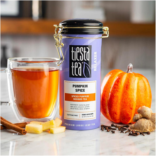 Tiesta Tea - Pumpkin Spice Rooibos Tea | Premium Loose Leaf Tea Blend | Non-Caffeinated Herbal Infusion | Make Hot Or Iced & Up To 50 Cups | Made With Natural Ingredients - 5Oz Refillable Tin Can