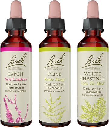 Bach Original Flower Remedies 3-Pack, Be Your Best" - Larch, Olive, White Chestnut, Homeopathic Flower Essences, Vegan, 20mL Dropper x3