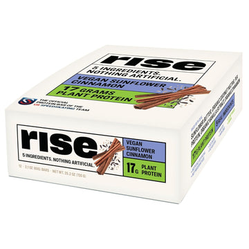 Rise Pea Protein Bar - Vegan Sunflower Cinnamon | Breakfast Bar & Protein Snack 17G Protein Just 5 Whole Food Ingredients Non-Gmo Gluten-Free Soy Free