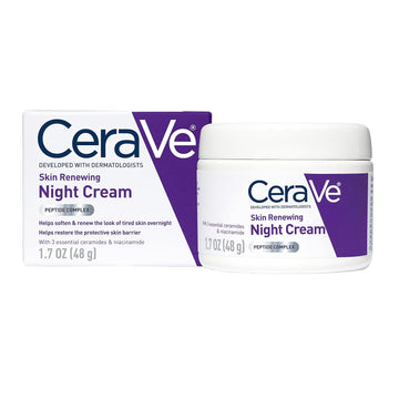 Cerave Skin Renewing Night Cream | Niacinamide, Peptide Complex, And Hyaluronic Acid Moisturizer For Face | 1.7 Ounce, Packaging May Vary