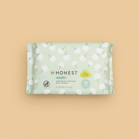 The Honest Company 100% Organic Cotton Dry Wipes | Hypoallergenic For Sensitive Skin, Dermatologist Tested, Safe For Newborns | 48 Count