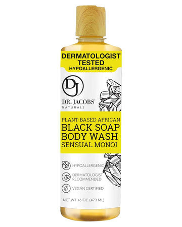 Dr Jacobs Naturals Authentic African Raw Black Soap, All-In-One Cleanser For Face Wash, Sensitive Skin Body Wash, Shampoo, Shaving Soap | Shea Butter Moisturizing And Nourishing Formula | 16Oz 2Pk