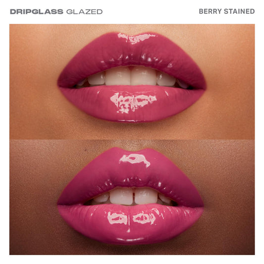 Morphe Dripglass High Shine Lip Gloss - Glazed, Semi-Sheer & Nourishing Lip Makeup - Buildable Formula Infused With Plant-Derived Squalane & Vitamin E - Berry Stained (0.13 Oz)