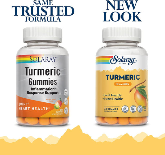 Solaray Turmeric Gummies W/Ginger | Healthy Heart & Inflammation Response Support | Vegan, Gluten Free | 30 Serv, 60 Ct