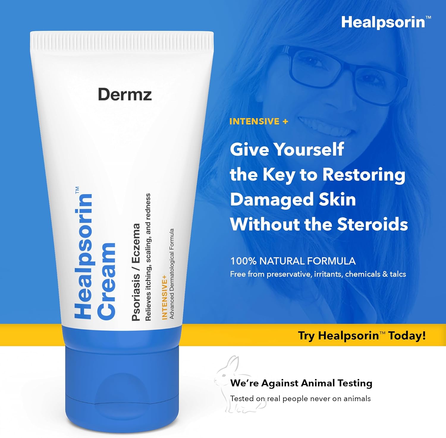 Healpsorin Eczema Cream. Hydrocortisone Free Psoriasis Cream For Skin. Helps With Dermatitis & Itchy, Dry & Flaky Skin. 50Ml