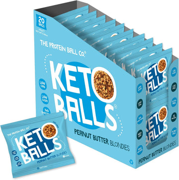 The Protein Ball Co Keto Snacks - Bite-Size Keto Treats - 100% Natural, Low Carb, Low Sugar, High Fibre Sweet Treats - Plant-Based & Gluten Free - Peanut Butter Blondies, Pack Of 20 X 25G
