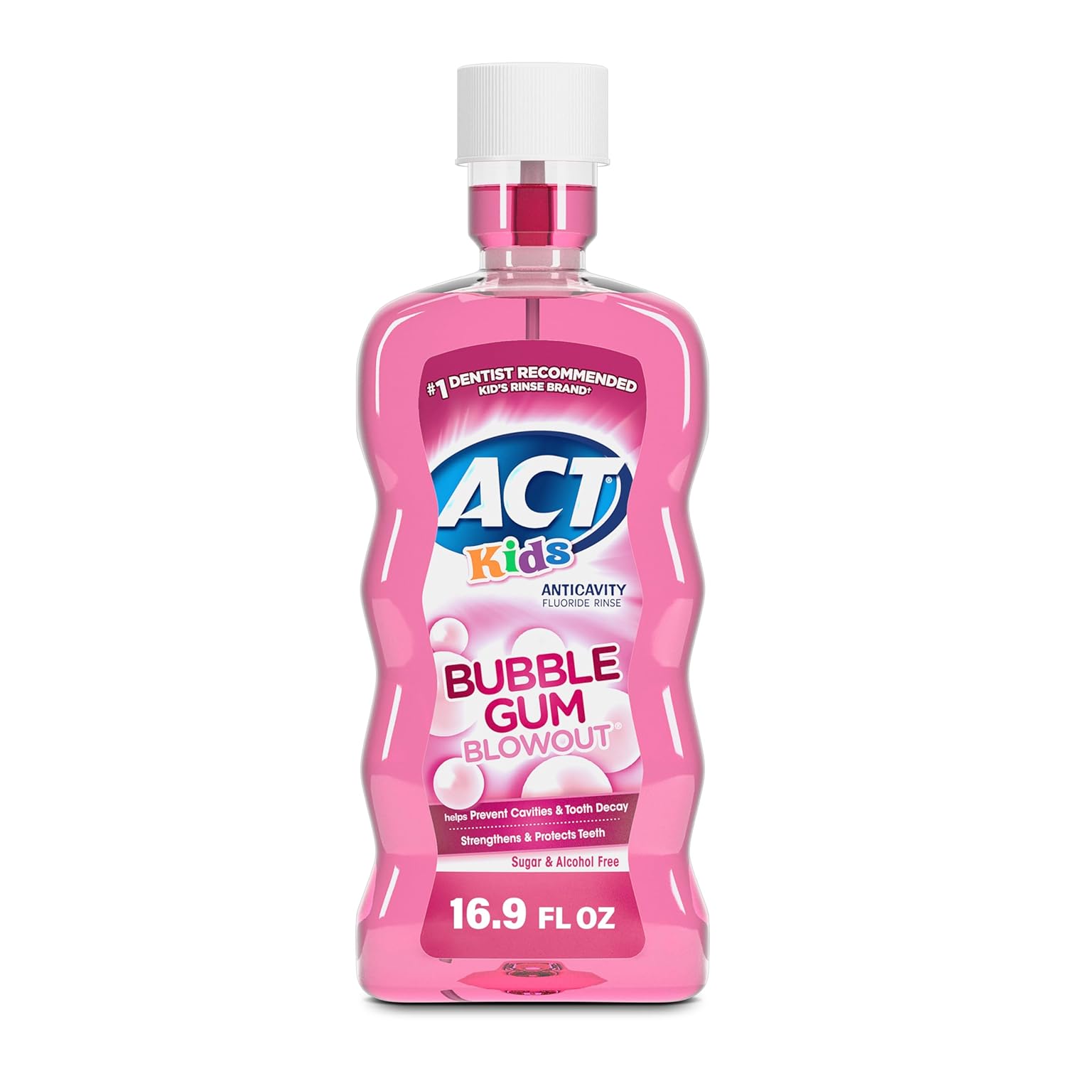 Act Kids Anticavity Fluoride Rinse For Bad Breath Treatment, Bubble Gum Blowout, 16.9 Fl. Oz