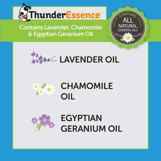 ThunderEssence Dog Calming Essential Oils | All-Natural Lavender, Chamomile and Egyptian Geranium | Vet Recommended |4 FL OZ. Spray