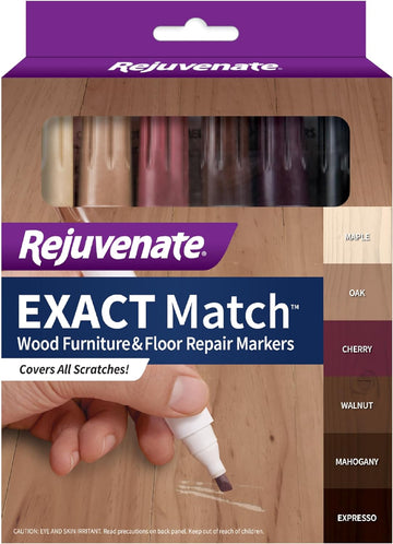 Rejuvenate, Espr Furniture & Floor Repair Markers Make Scratches Disappear Wood-Combination of 6 Colors Maple, Oak, Cherry, Walnut, Mahogany, Espresso, 1 Pack, Multicolor, 6 Count