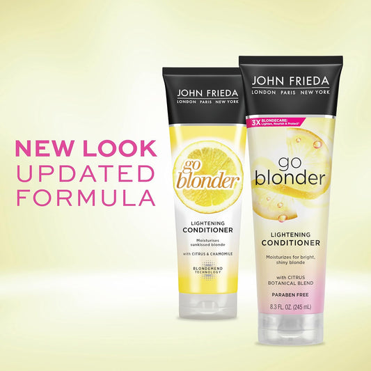 John Frieda Sheer Blonde Go Blonder Conditioner, Gradual Lightening Conditioner, 8.3 Oz, With Citrus And Chamomile, Featuring Our Blondmend Technology