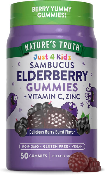 Nature'S Truth Kids Elderberry Gummies | 50 Count | With Zinc And Vitamin C | Vegan, Non-Gmo & Gluten Free Supplement