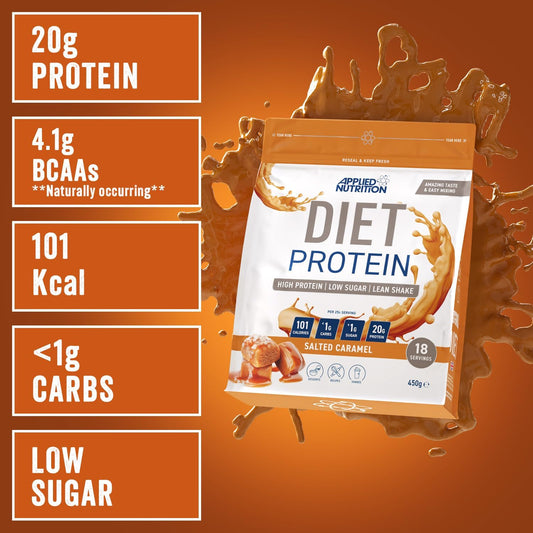Applied Nutrition Diet Whey - High Protein Powder Supplement, Low Carb & Sugar, For Weight Management With Cla, L Carnitine, Green Tea (450G - 18 Servings) (Salted Caramel)