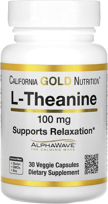 California Gold Nutrition L-Theanine, Featuring Alphawave, 100 Mg, 30 Veggie Capsules