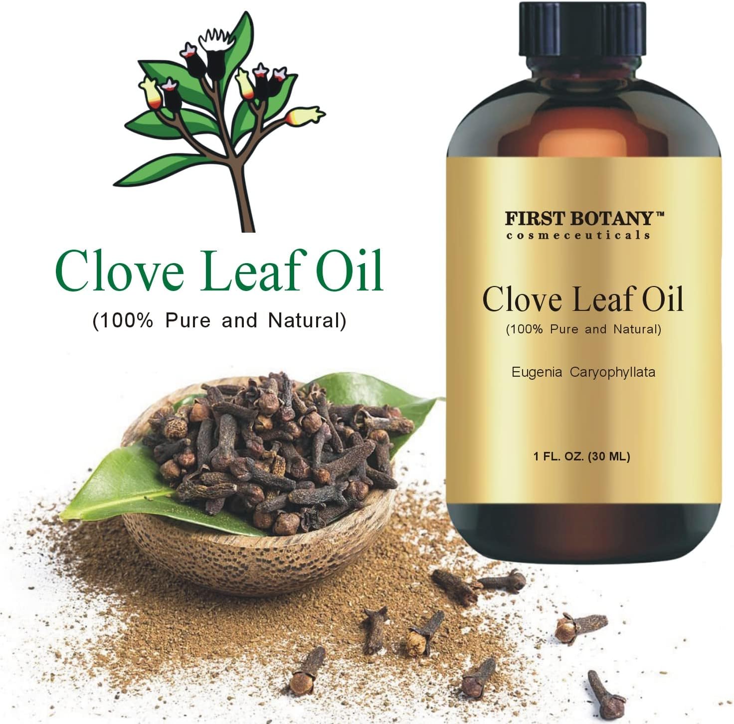 First Botany, 100% Pure Clove Essential Oil - Premium Clove Oil for Aromatherapy, Massage, Topical & Household Uses - 1 fl oz (Clove) : Health & Household