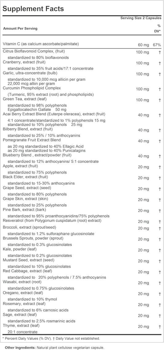 Andrew Lessman Ultimate Anti-Oxidant Extracts 30 Capsules - Concentrated Blend Of Standardized Extracts. Naturally Protective Polyphenols, Berry And Cruciferous Vegetable Extracts. No Additives
