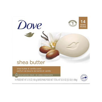 Dove Beauty Bar Gentle Skin Cleanser Moisturizing For Gentle Soft Skin Care Shea Butter More Moisturizing Than Bar Soap 3.75 Oz 14 Bars