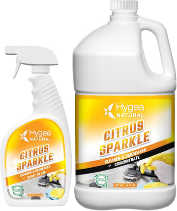 Citrus Sparkle Non-Toxic Citrus Orange Heavy Duty Degreaser Cleaner Pure Citrus Extracts & Natural D-Limonene- Removes Grease, Dirt, Grime And More (24Oz Spray + Concentrated Gallon)