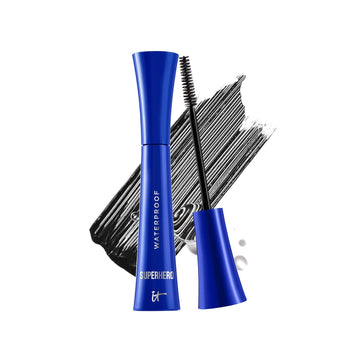 It Cosmetics Superhero Volumizing Waterproof Mascara – 24Hr Wear – Resists Sweat & Humidity – Lash-Loving Biotin, Peptides & Pro-Vitamin B5 – Super Black, 0.3 Fl Oz