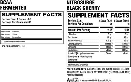 Jacked Factory Nitrosurge Pre-Workout In Black Cherry & Bcaa In Fruit Punch For Muscle Building And Recovery