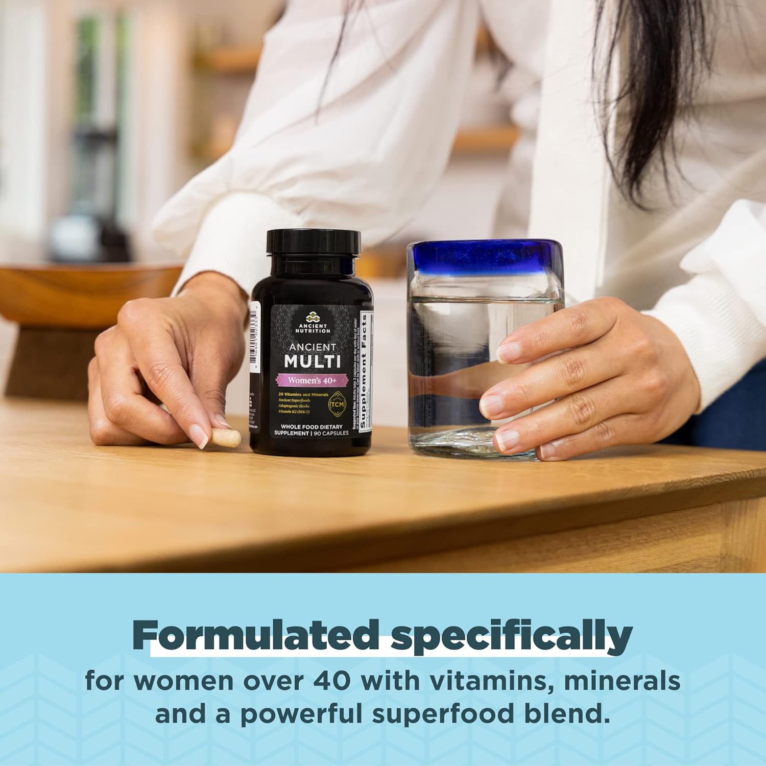 Ancient Nutrition Multivitamin For Women 40, Multi Vitamin And Immune Support With Vitamin D & C, 20 Vitamins And Minerals, Stress And Sleep Support, Supports Bone And Blood Health, 90 Capsules : Health & Household