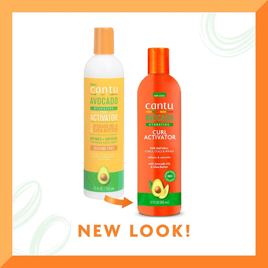 Cantu Avocado Hydrating Curl Activator Cream With Pure Shea Butter, 12 Oz (Pack Of 2) (Packaging May Vary)