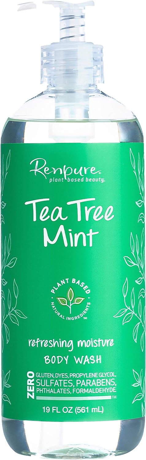 RENPURE Plant-Based Beauty Tea Tree Mint Refreshing Moisture Body Wash, 19 Fluid Ounces