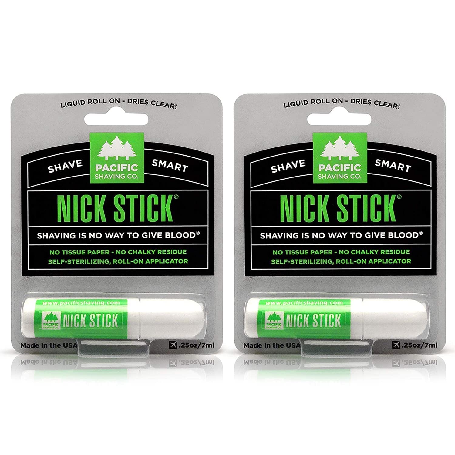 Pacific Shaving Company Nick Stick - A Shave Essential - Puts Nicks In Their Place - Liquid Roll-On Applicator, Dries Clear - With Vitamin E & Aloe Vera (0.25 Oz, 2 Pack)