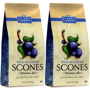 English Scone Mix, Wild Blueberry by Sticky Fingers Bakeries – Easy to Make English Scones Fresh Baked, Makes 12 Scones (2pk)