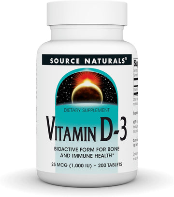 Source Naturals Vitamin D-3 Supports Bioactve Form For Bone & Immune Health 1000 Iu (25 Mcg) -200 Tablets