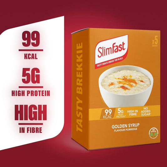 Slimfast Golden Syrup Flavour Porridge, No Added Sugar, High In Protein, 20 X 29G Multipack