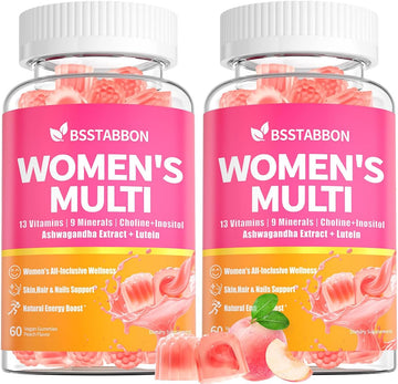 Organic Women'S Multivitamin Gummies: Vegan Vitamin Supplement With Iron B12 D3 Biotin Magnesium Plus Ashwagandha For Hair Skin Health Boost Energy - Sugar Free Methylated Gummy(120Count)