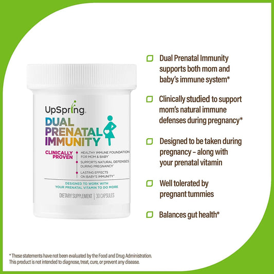 UpSpring Dual Prenatal Immunity Probiotic | Pregnancy Probiotic to Help Support A Healthy Immune System for Mom and Baby | 30 Capsules