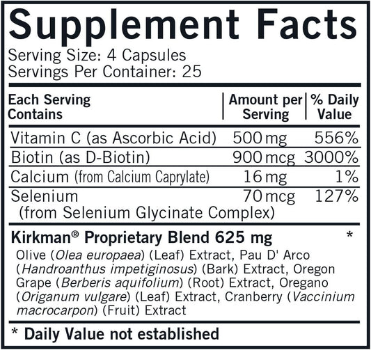 Kirkman Yeast-Aid Advanced Formula | 100 Vegetarian Capsules