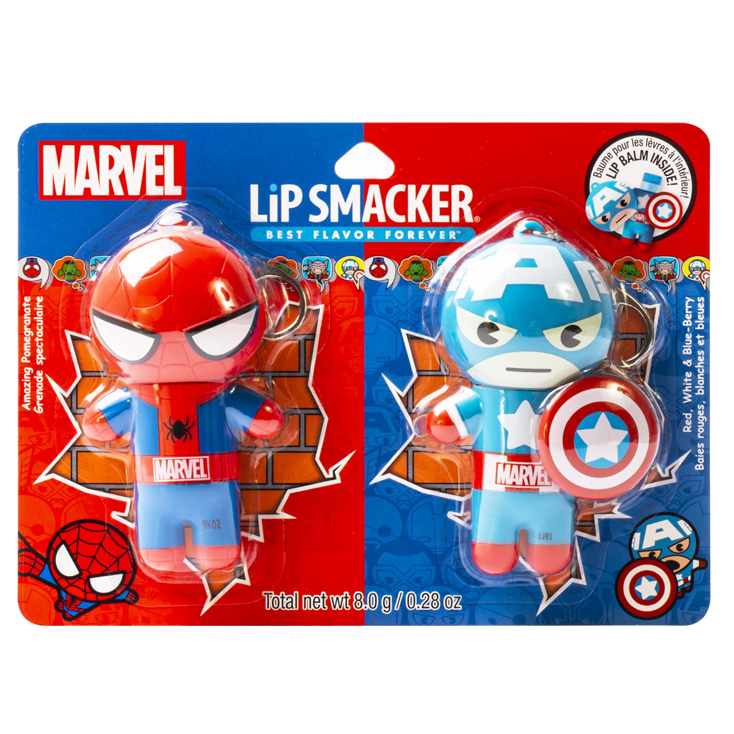 Lip Smacker Marvel, keychain, lip balm for kids - Spiderman & Captain America : Beauty & Personal Care