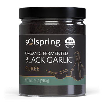 Dr. Mercola Solspring Organic Fermented Black Garlic Puree, 1 Jar (7 Oz.), Made In Usa, Certified Usda Organic, Gluten Free, Soy Free