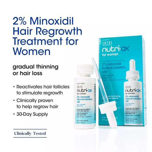 NUTRI-OX 2% Minoxidil for Women | Topical Hair Regrowth Treatment |One Month Supply | 2 Fl Oz